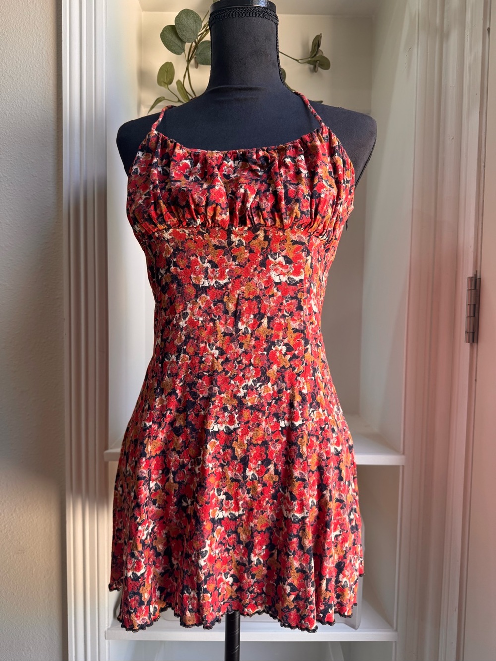 Free People Red Floral  Mini Dress